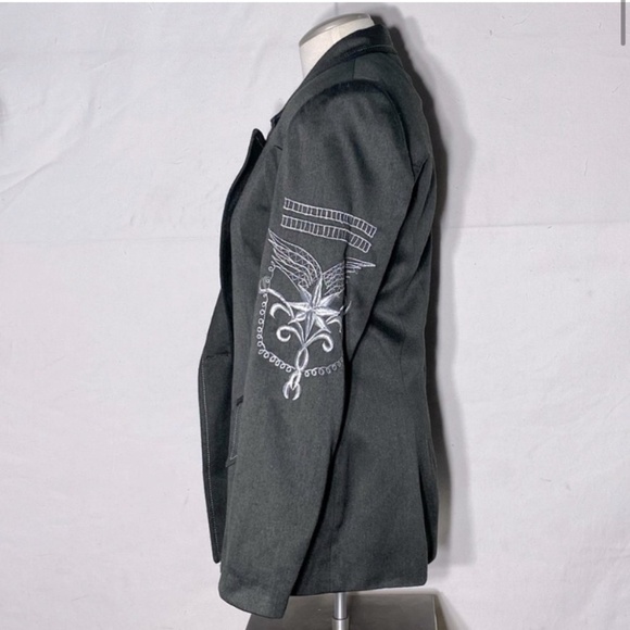 Adina Grey Green Embroidered Blazer M - Picture 11 of 14
